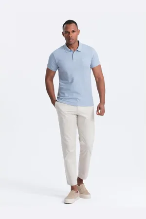 Ombre Clothing Pánská jednobarevná pletená polokošile BASIC