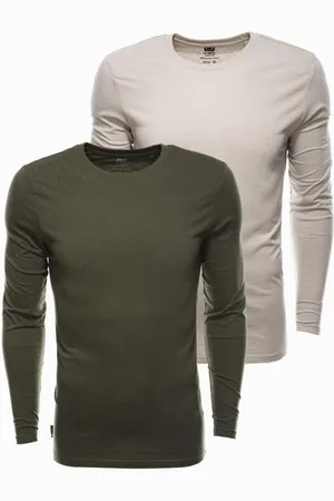 Ombre Clothing Pánské tričko s dlouhým rukávem KYLE mix 2-pack V9 Z43