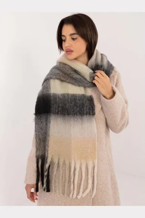 Wool Fashion Italia Dámská šála kostkovaná zimní černo-béžová