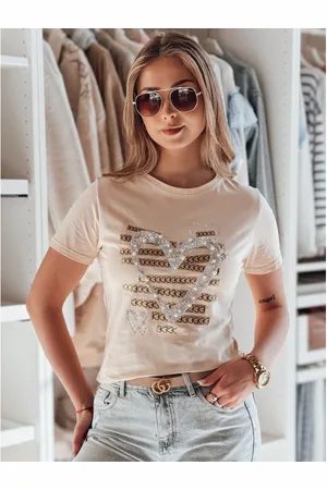 D-Street Dámské tričko se srdíčky MARISS broskvová barva