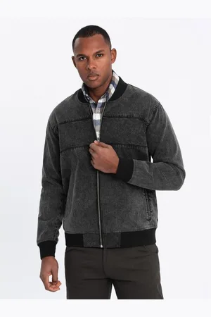 Ombre Clothing Pánská džínová bunda katana s cargo kapsami a kapucí - modrá V3 C558