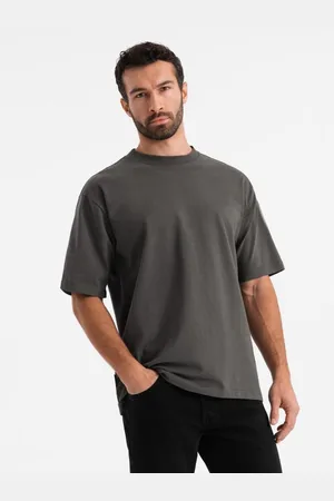 Ombre Clothing Pánské tričko LOOSE FIT s kapsou - béžové V1 OM-TSCT-0171