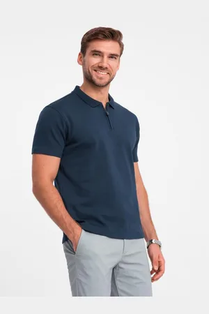 Ombre Clothing Pánská melanžová polokošile s pruhovaným límcem - černá V1 OM-POSS-0109