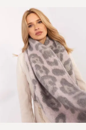 Wool Fashion Italia Světle a šedá šála se zvířecím potiskem