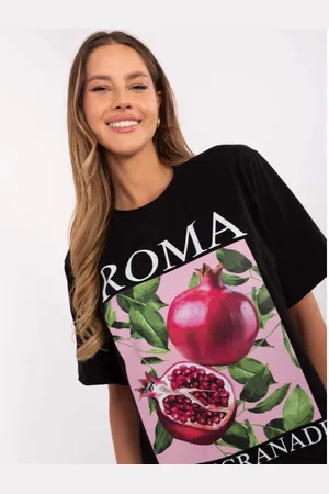 Italy Moda Černé dámské tričko s kulatým výstřihem
