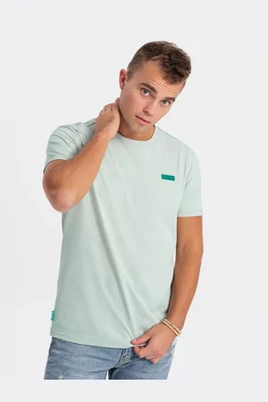 Ombre Clothing Pánské bavlněné tričko V4 OM-TSCT-0151 mátové