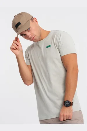 Ombre Clothing Pánské bavlněné tričko V2 OM-TSCT-0151 světle šedé