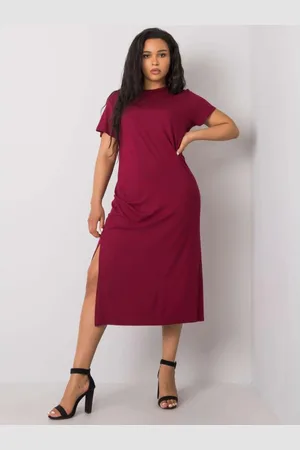 BASIC FEEL GOOD Dámské šaty plus size NANETTE kaštanové