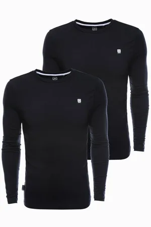 Ombre Clothing Pánský hladký dlouhý rukáv - mix 2-pack MATTY