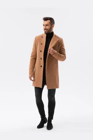 Ombre Clothing Pánský kabát ALVAR hnědý