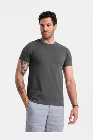 Ombre Clothing Pánské klasické bavlněné tričko BASIC grafitová