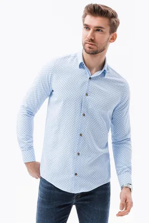 Ombre Clothing Pánská košile s dlouhým rukávem RADCLIFF světle