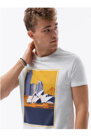 Ombre Clothing Pánské tričko s potiskem CAMPION bílé