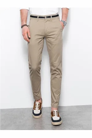Ombre Clothing Pánské chino kalhoty s ozdobným pasem popelavé V8 P156
