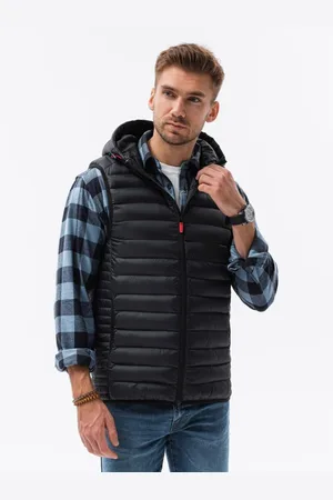 Ombre Clothing Pánská prošívaná vesta DOUG černá