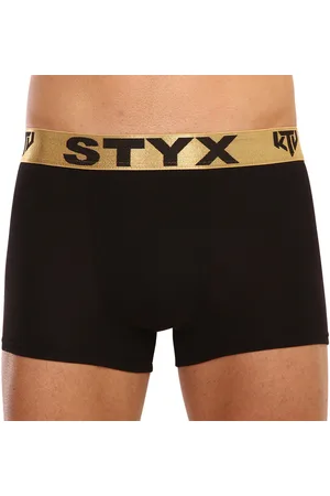 STYX Pánské boxerky / KTV sportovní guma černé - zlatá guma