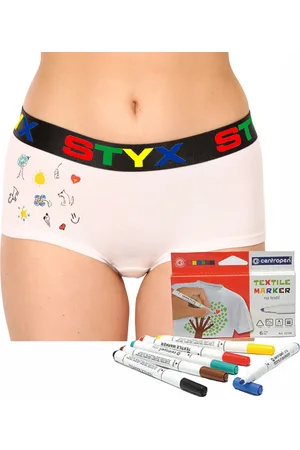 STYX Dámské kalhotky s nohavičkou bílé + fixy na textil