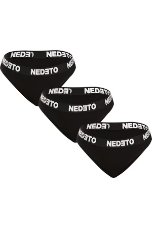 Nedeto 3PACK dámské kalhotky černé