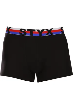 STYX Pánské boxerky sportovní guma černé trikolóra