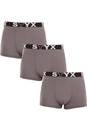 STYX 3PACK pánské boxerky sportovní guma tmavě šedé