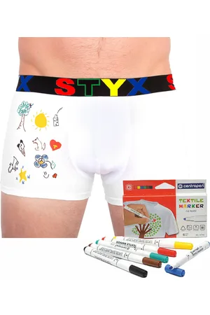 STYX Pánské boxerky sportovní guma bílé + fixy na textil