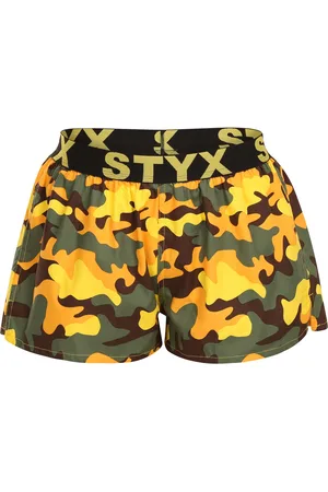 STYX Dámské trenky art sportovní guma maskáč žlutý