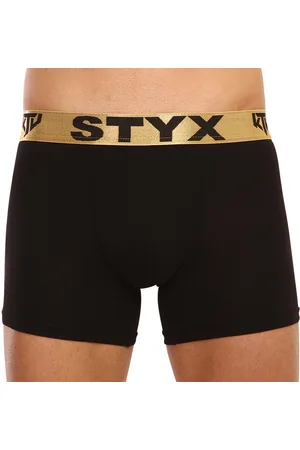 STYX Pánské boxerky / KTV long sportovní guma černé - zlatá guma