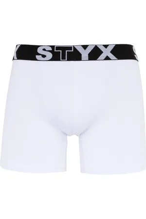 STYX Pánské boxerky long sportovní guma bílé