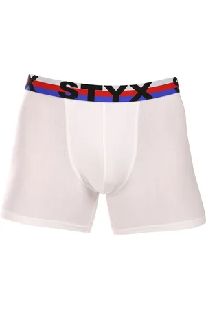 STYX Pánské boxerky long sportovní guma bílé trikolóra