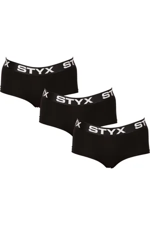 STYX 3PACK dámské kalhotky s nohavičkou černé
