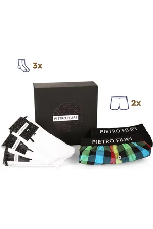 Pietro Filipi Pánská dárková sada 2PACK trenky a 3PACK bílé sportovní ponožky