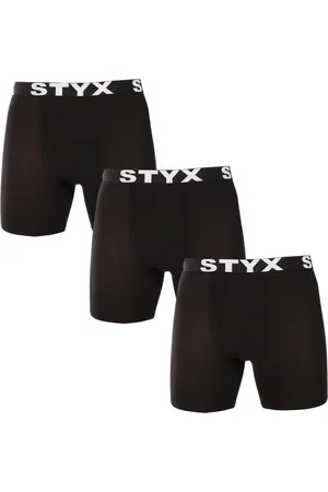 STYX 3PACK pánské boxerky long sportovní guma černé
