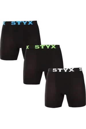 STYX 3PACK pánské boxerky long sportovní guma černé