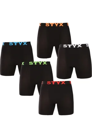 STYX 5PACK pánské boxerky long sportovní guma černé
