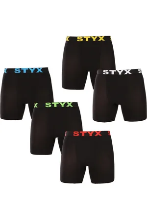 STYX 5PACK pánské boxerky long sportovní guma černé