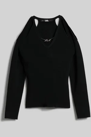 Karl Lagerfeld Svetr cut out knit sweater black