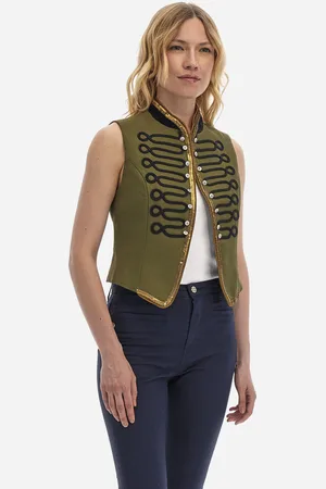 La Martina Sako woman sleeveless jacket cotton military olive