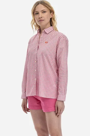 La Martina Košile woman shirt l/s printed poplin white/almond/fiery