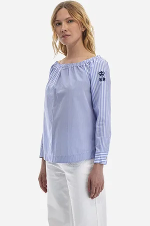 La Martina Halenka woman blouse l/s striped popli riviera/optic white