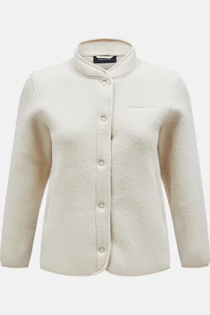 Peak Performance Mikina w fleece snap cardigan sand fog