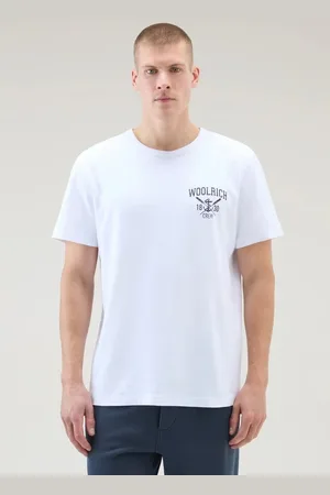 Woolrich Tričko navy logo t-shirt bright white