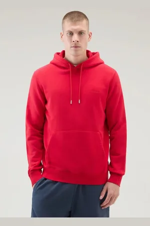 Woolrich Mikina logo script hoodie sky red