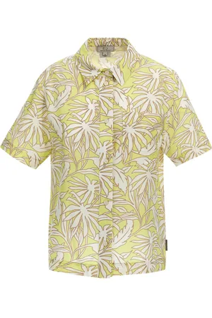 Woolrich Košile printed fluid shirt sunny lemon flower