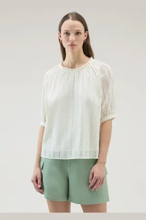 Woolrich Halenka broderie anglaise blouse plaster white