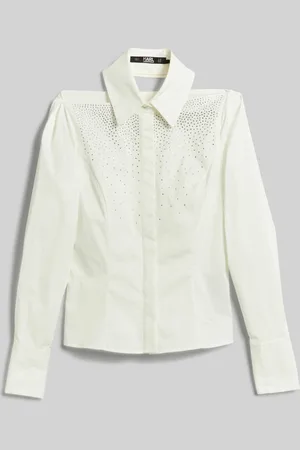 Karl Lagerfeld Košile fitted rhinestone shirt white