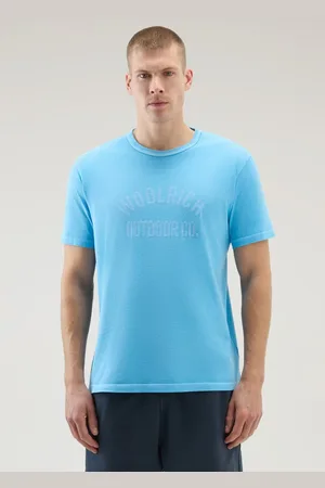 Woolrich Tričko light garment dyed t-shirt alaskan blue