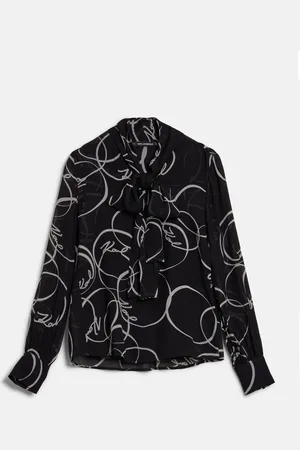 Karl Lagerfeld Halenka printed bow blouse circle aop black/white