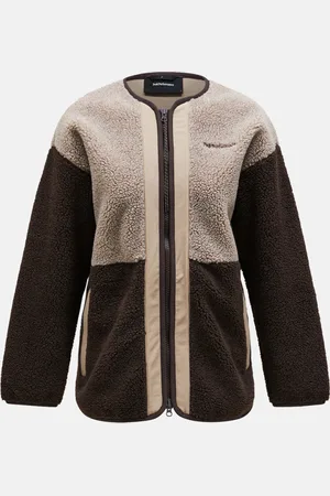 Peak Performance Mikina w heavy pile oversized cardigan avid beige