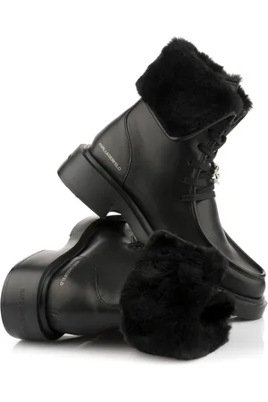Karl Lagerfeld Kotníková obuv macie fold over fleece bt black lthr