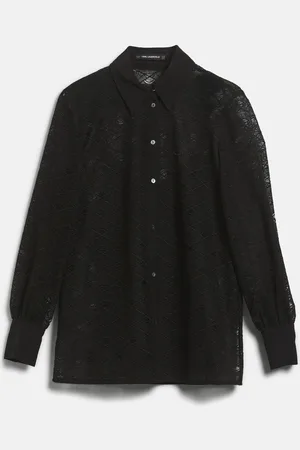 Karl Lagerfeld Halenka fan lace evening blouse black